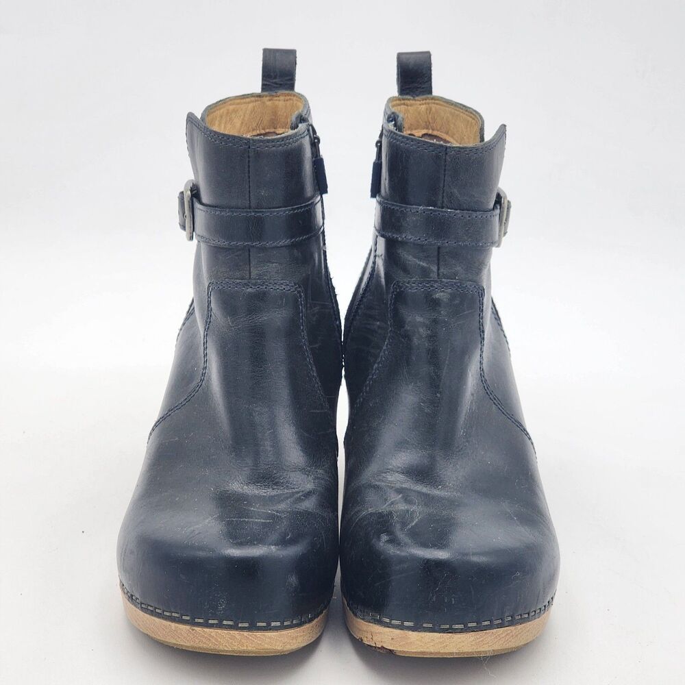 Dansko Anya Buckle Leather Heeled Ankle Boots Comfort Shoes Black Size 36 EU - Picture 2 of 9
